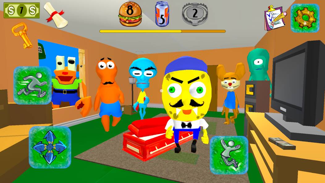 Взломанная Sponge Neighbor Escape 3D на Андроид - Взлом все открыто