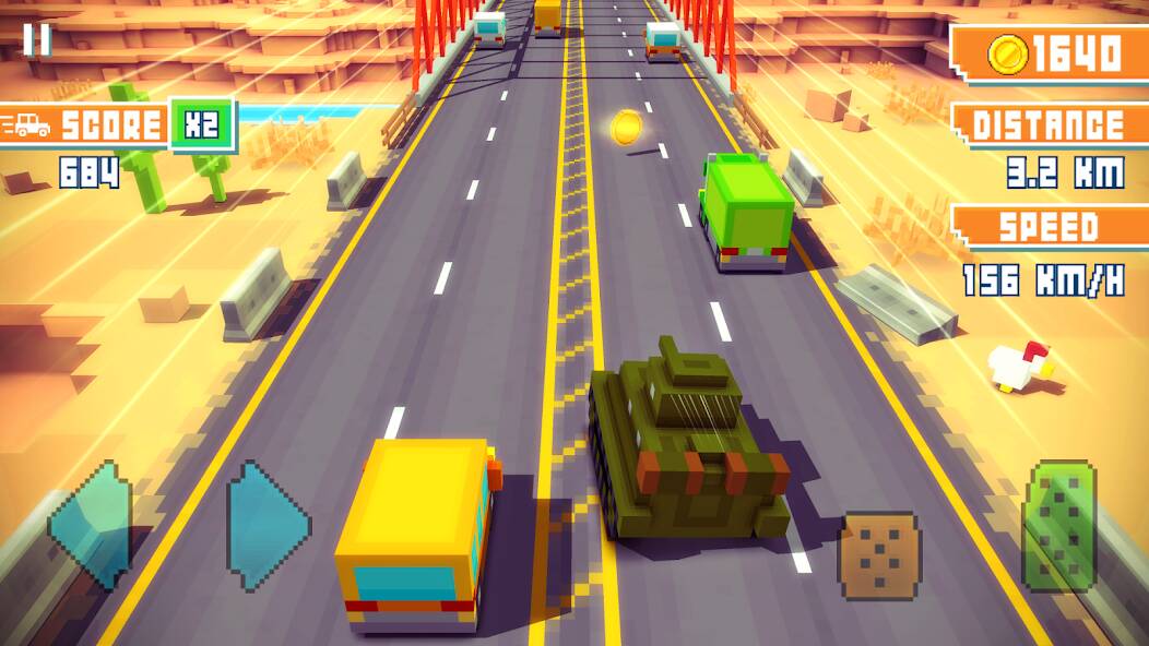 Взломанная Blocky Highway: Traffic Racing на Андроид - Взлом на деньги
