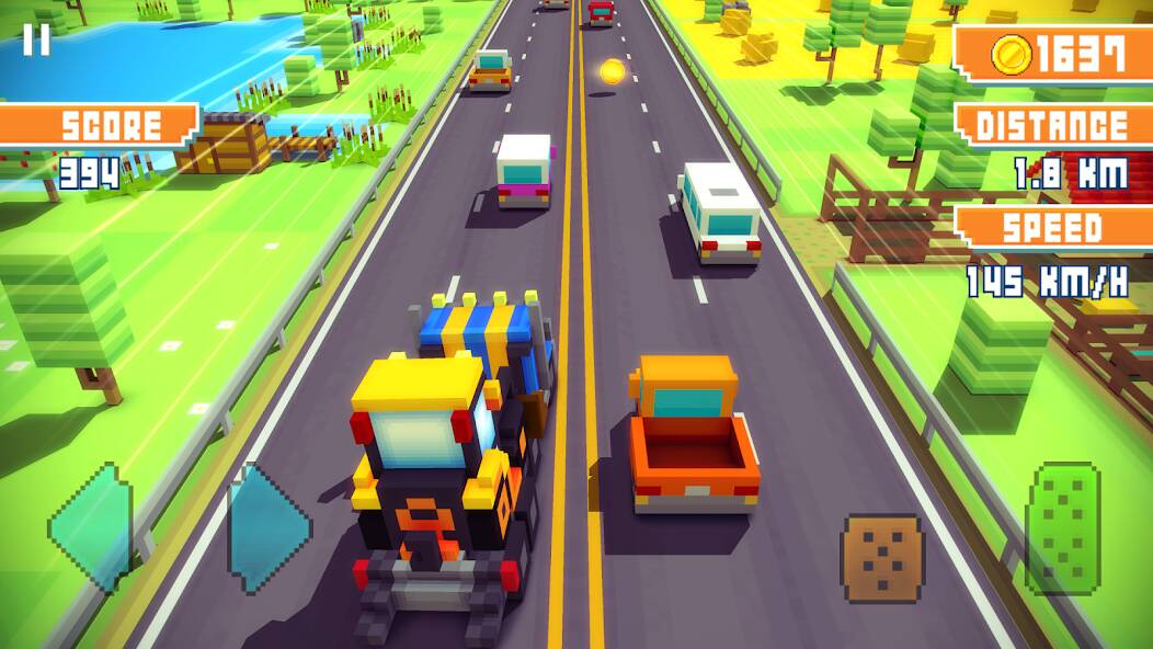 Взломанная Blocky Highway: Traffic Racing на Андроид - Взлом на деньги