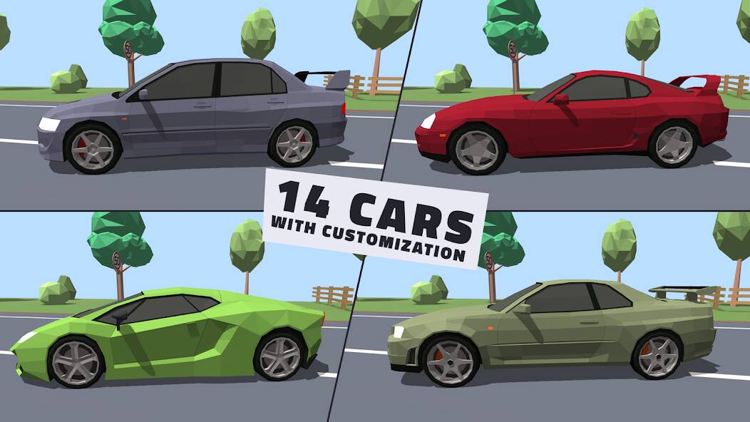 Взломанная Polygon Drift: Traffic Racing на Андроид - Взлом много денег