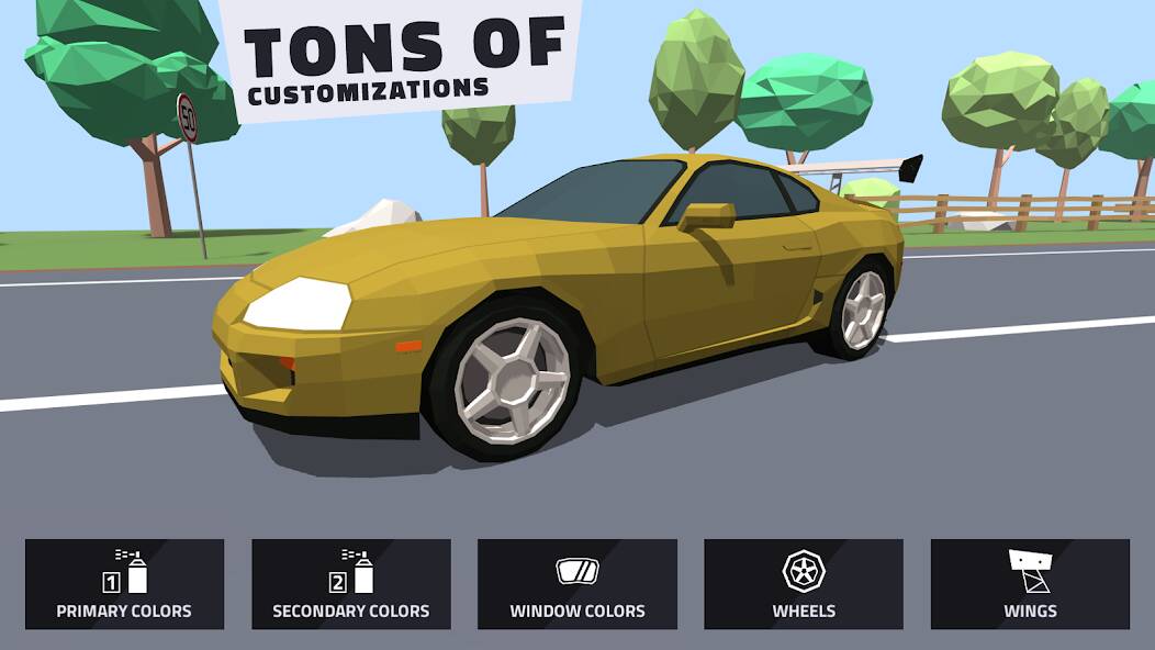 Взломанная Polygon Drift: Traffic Racing на Андроид - Взлом много денег