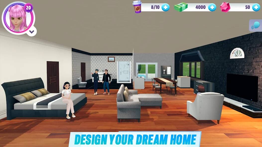 Взломанная Virtual Sim Story: Dream Life на Андроид - Взлом много денег