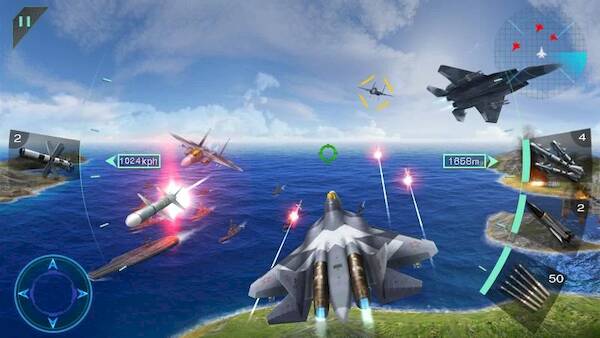 Взломанная Воздушные битвы 3D на Андроид - Взлом все открыто