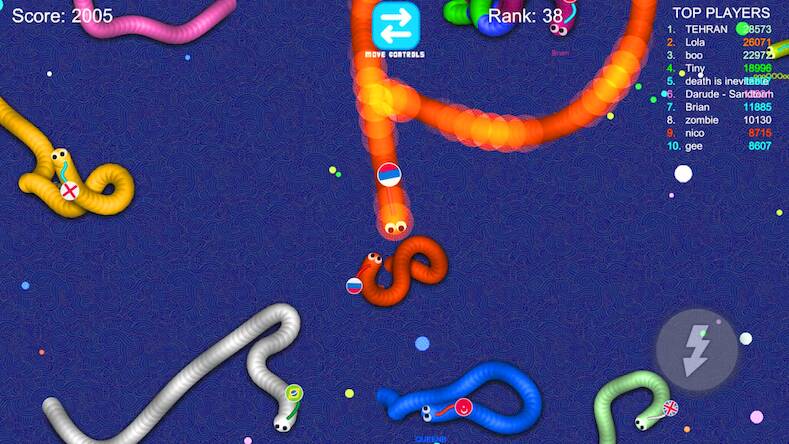 Взломанная Worms Snake Zone Battle .io на Андроид - Взлом на деньги