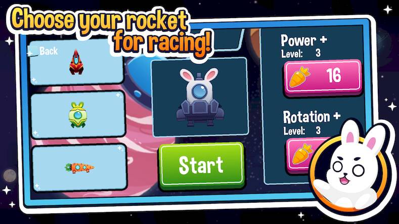 Взломанная Rabbit Rocket Racing на Андроид - Взлом все открыто