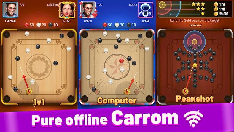 Взломанная Carrom Lite-Board Offline Game на Андроид - Взлом на деньги